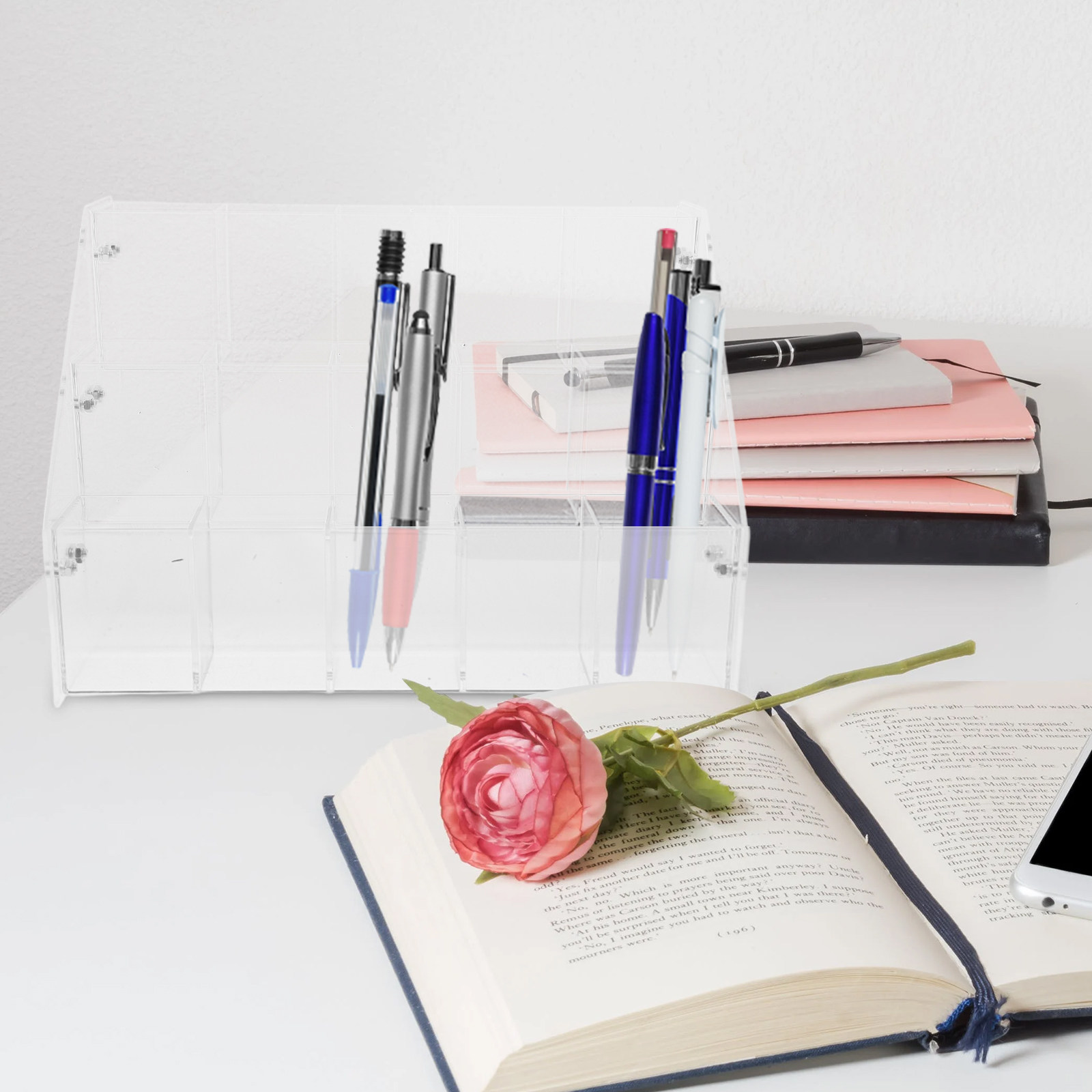 Stationery Office Supply Store - Acrylic Pen Display Stand Clear Desk