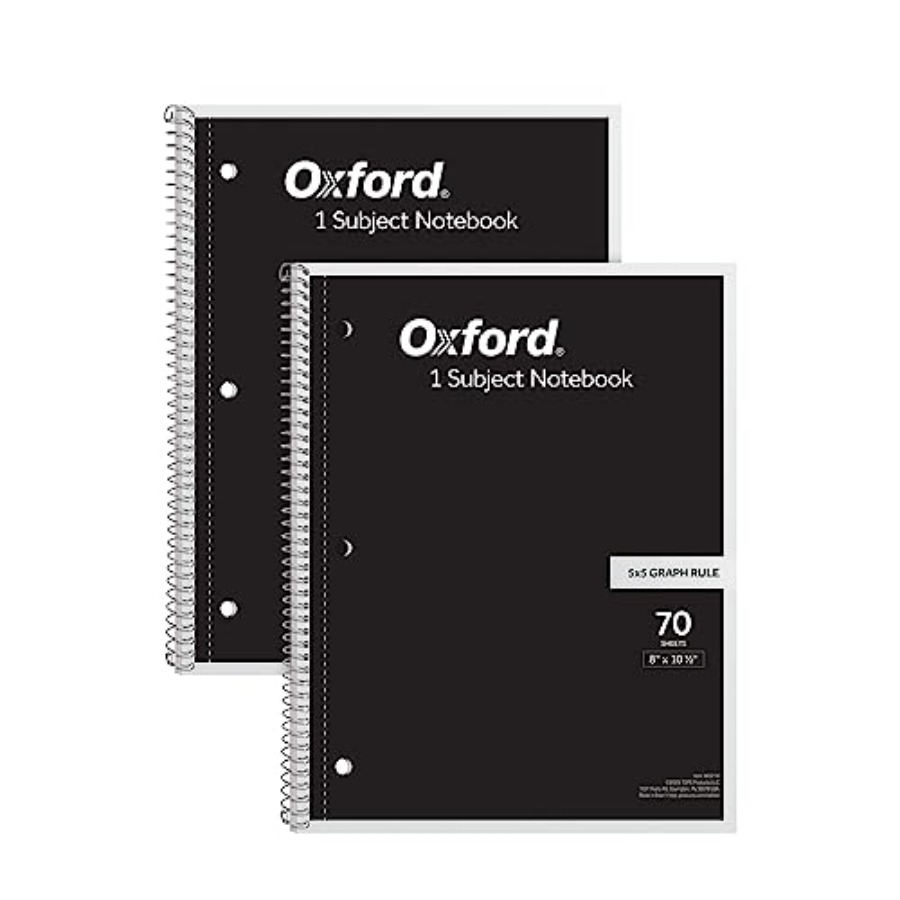 Paper Punch 3 Hole - Spiral Notebook 2 Pack, 1 Subject