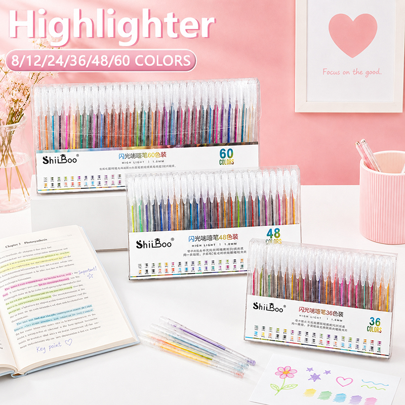 Highlighter Set Pastel - 8-60 Colors Glitter Gel Pen Set,