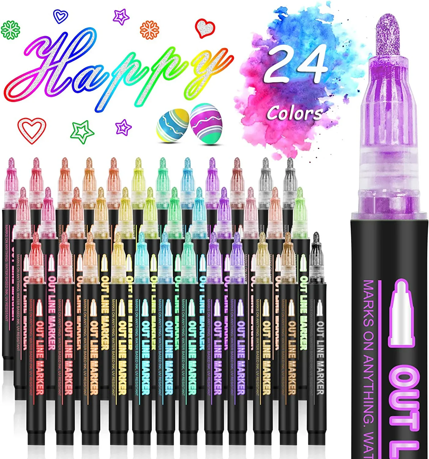 36 Color Double Line Outline A - Highlighter Set Pastel บทวิจารณ์และราคา