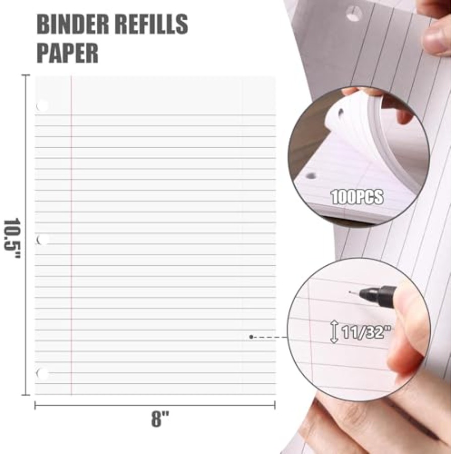 100 Sheets Loose Leaf Paper, 8 - Paper Punch 3 Hole บทวิจารณ์และราคา
