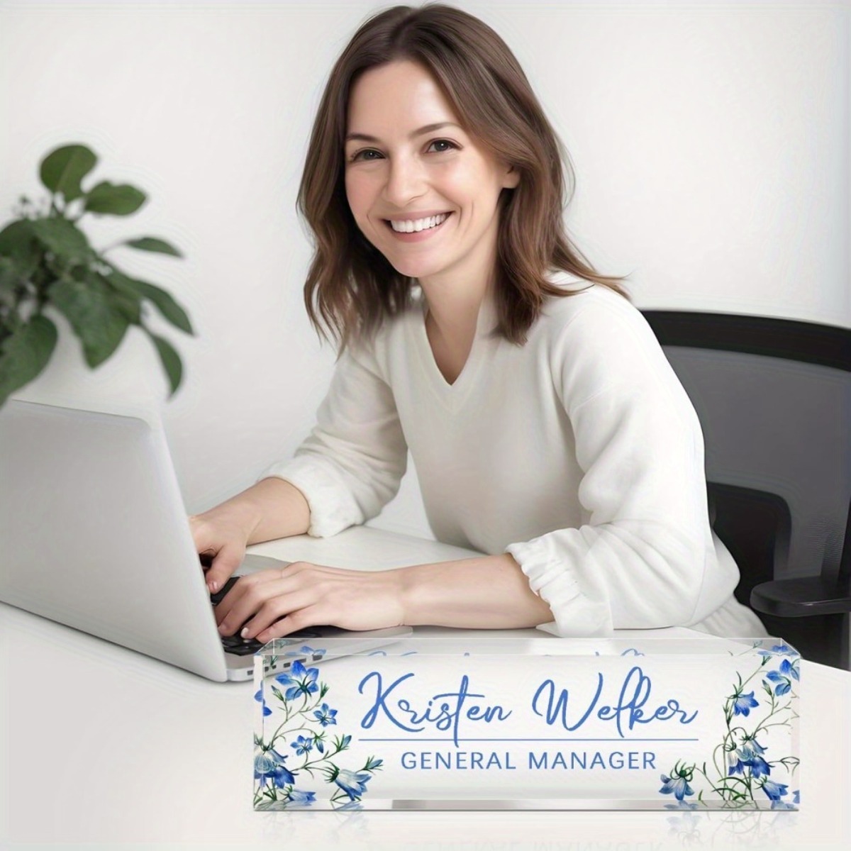 [2D Flat] Blue Floral Theme Cu - Desk Name Plate บทวิจารณ์และราคา
