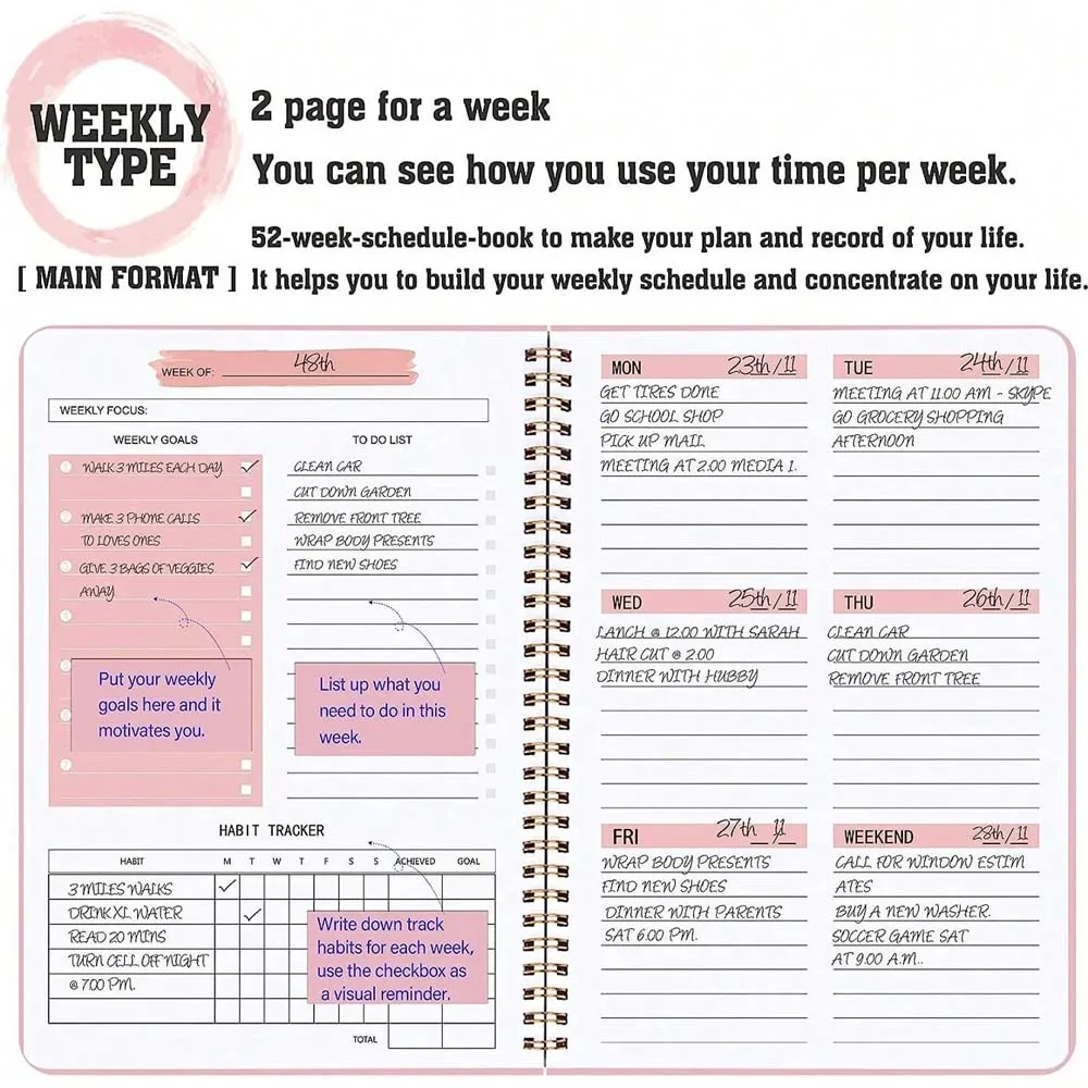 A5 Weekly Planner Coil Daily P - Planner Weekly Budget บทวิจารณ์และราคา
