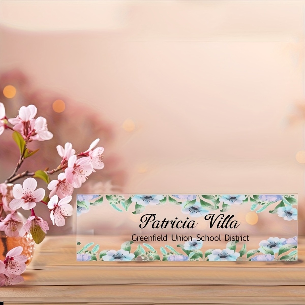 [2D Flat] Floral Pattern Acryl - Desk Name Plate บทวิจารณ์และราคา