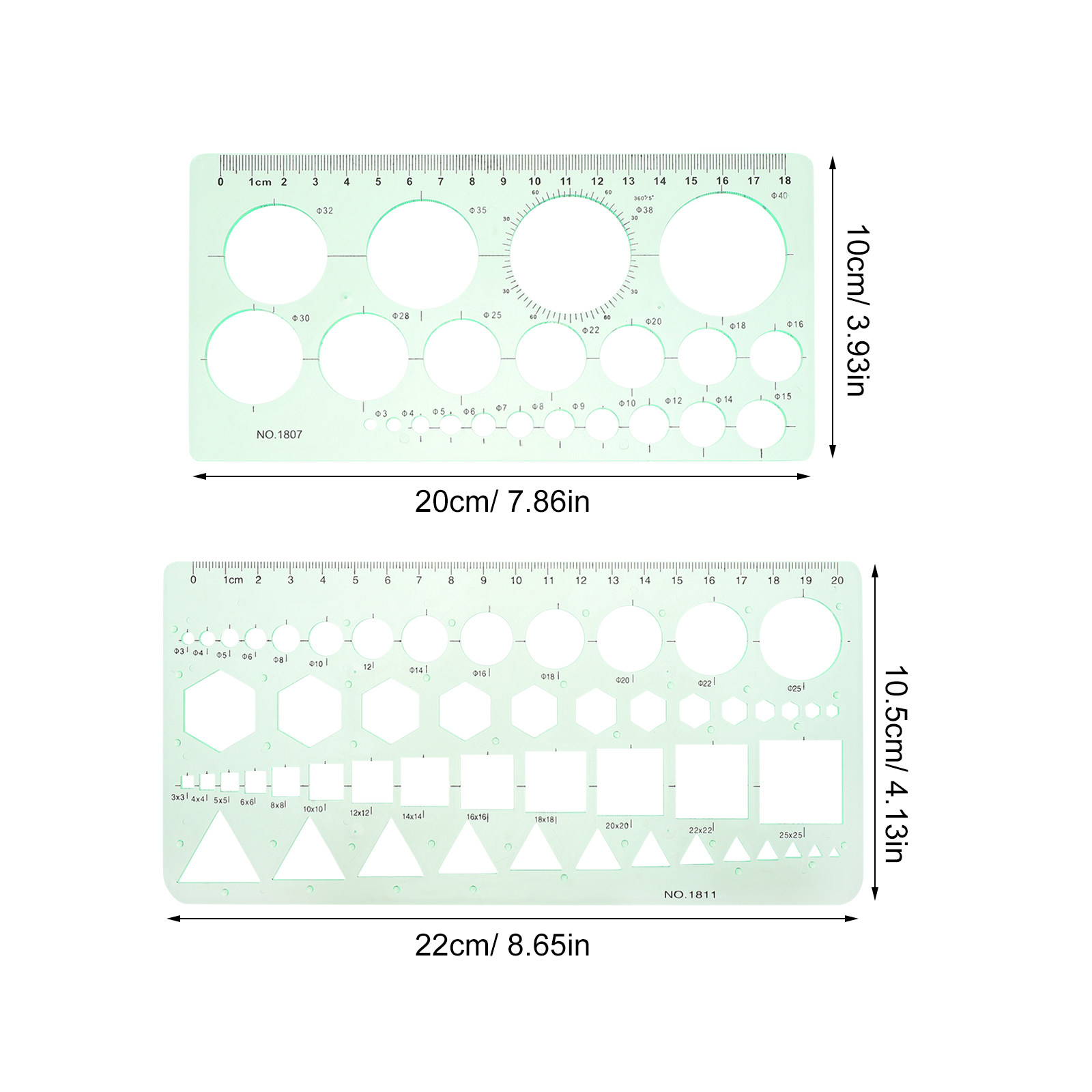 2Pcs Transparent Drawing Templ - Ruler Set Transparent บทวิจารณ์และราคา