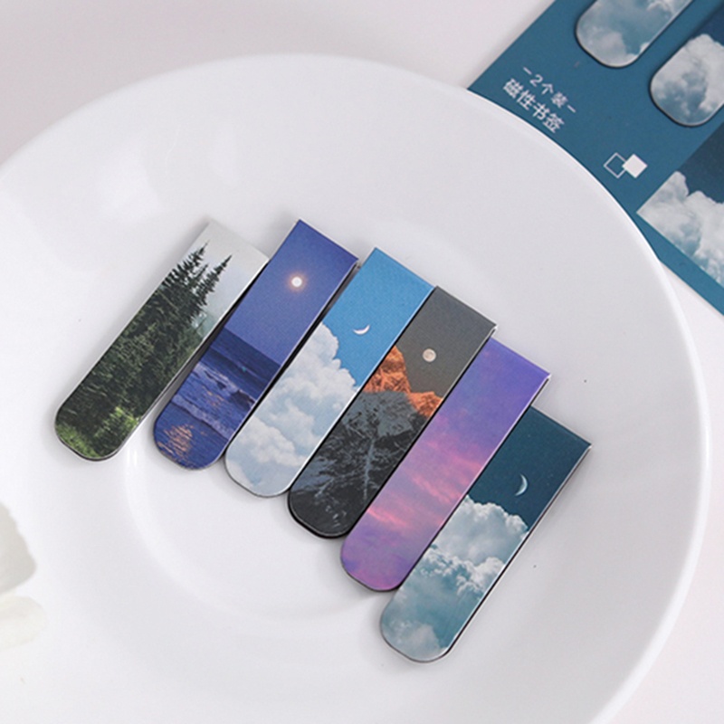 2pcs Fantasy Landscape Themed  - Bookmark Magnetic Clip บทวิจารณ์และราคา