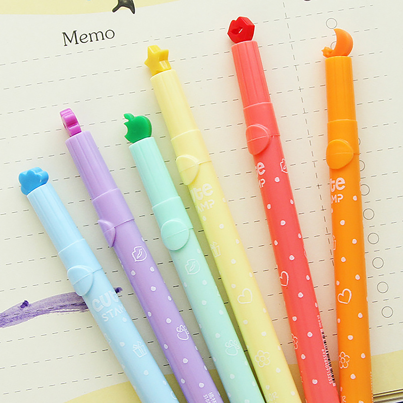 Fluorescent Cute Stamp Marker  - Highlighter Set Pastel บทวิจารณ์และราคา