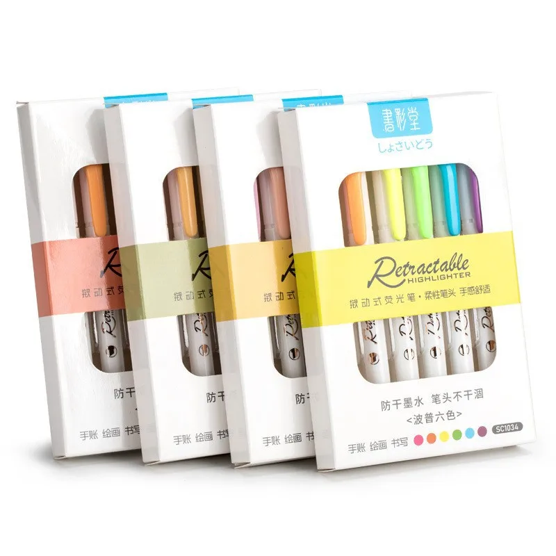 6Colors/set Morandi Retractabl - Highlighter Set Pastel บทวิจารณ์และราคา