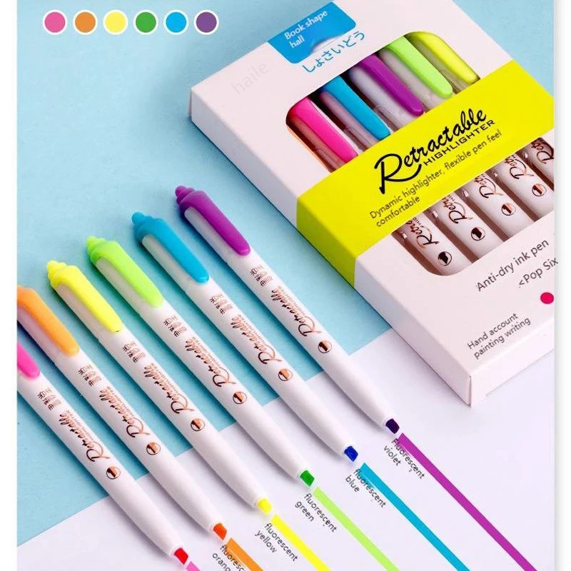6Colors/set Morandi Retractabl - Highlighter Set Pastel บทวิจารณ์และราคา