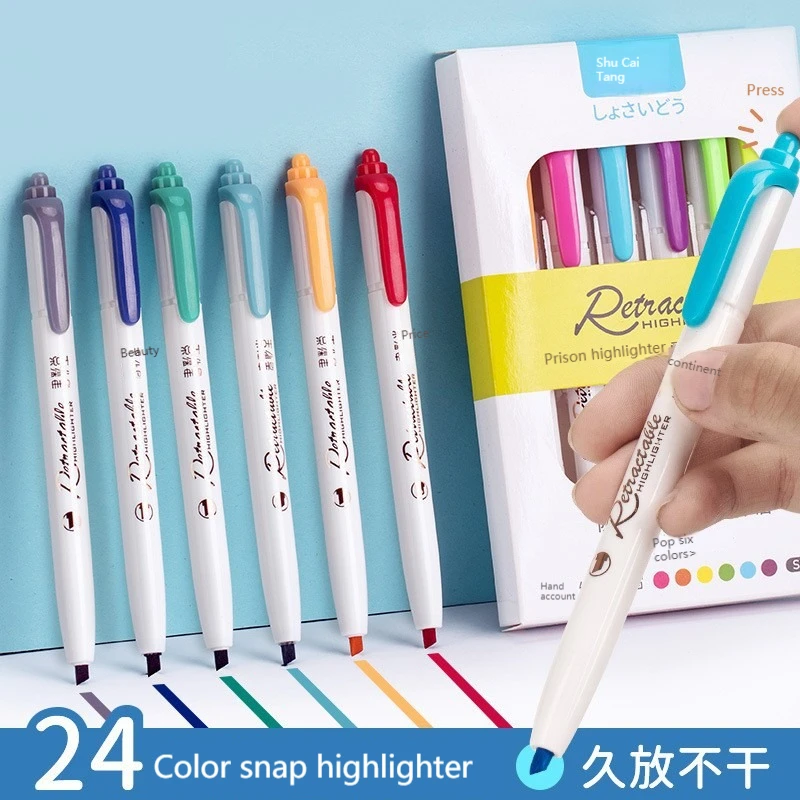 6Colors/set Morandi Retractabl - Highlighter Set Pastel บทวิจารณ์และราคา