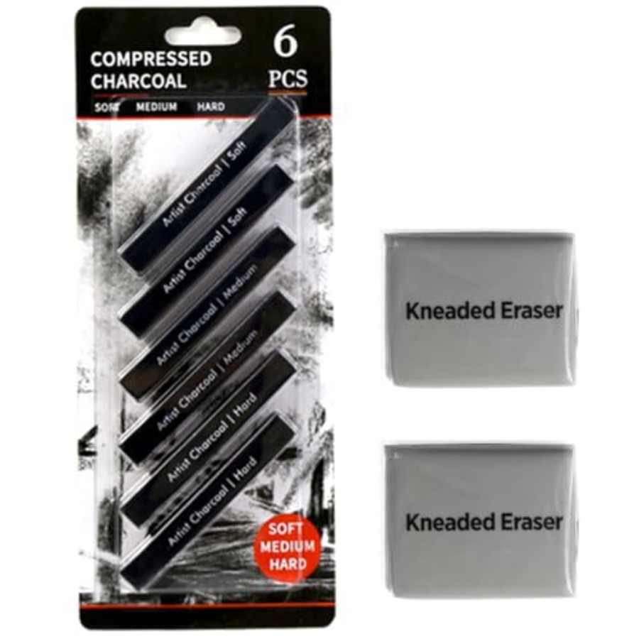 Compressed Charcoal Sticks 6 P - Rubber Eraser Kneaded บทวิจารณ์และราคา