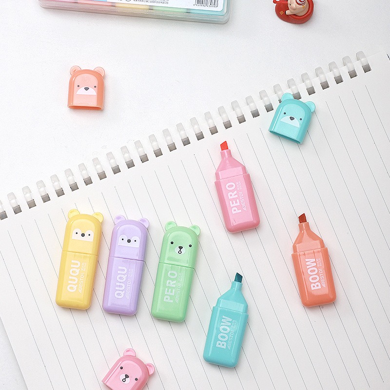 4/6/12 Pcs Kawaii Bear Highlig - Highlighter Set Pastel บทวิจารณ์และราคา