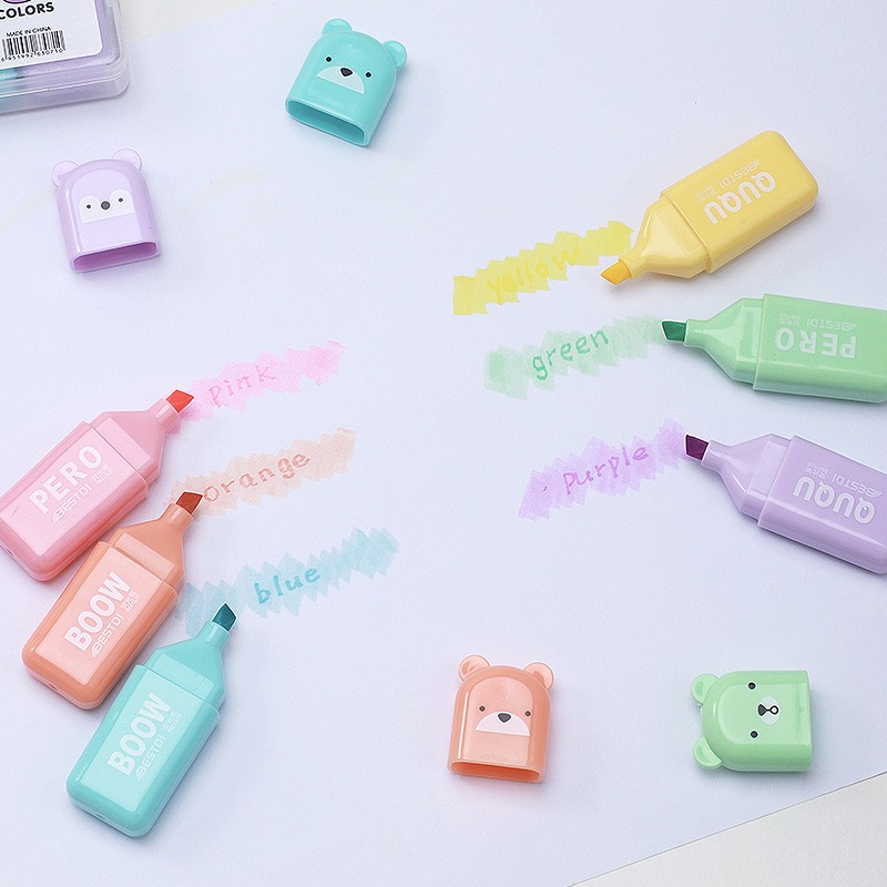 4/6/12 Pcs Kawaii Bear Highlig - Highlighter Set Pastel บทวิจารณ์และราคา