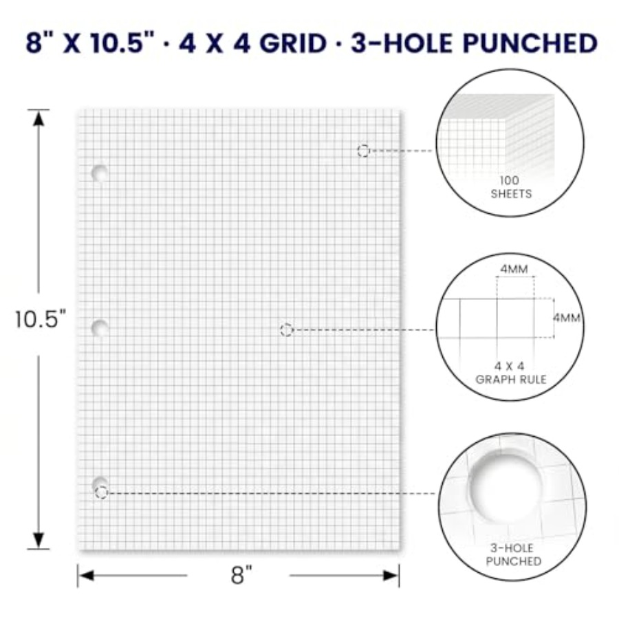 Graph Paper Filler Paper, 100  - Paper Punch 3 Hole บทวิจารณ์และราคา