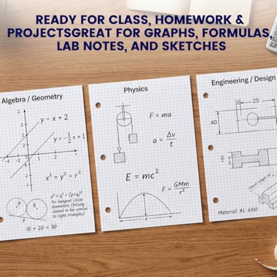 Graph Paper Filler Paper, 100  - Paper Punch 3 Hole บทวิจารณ์และราคา