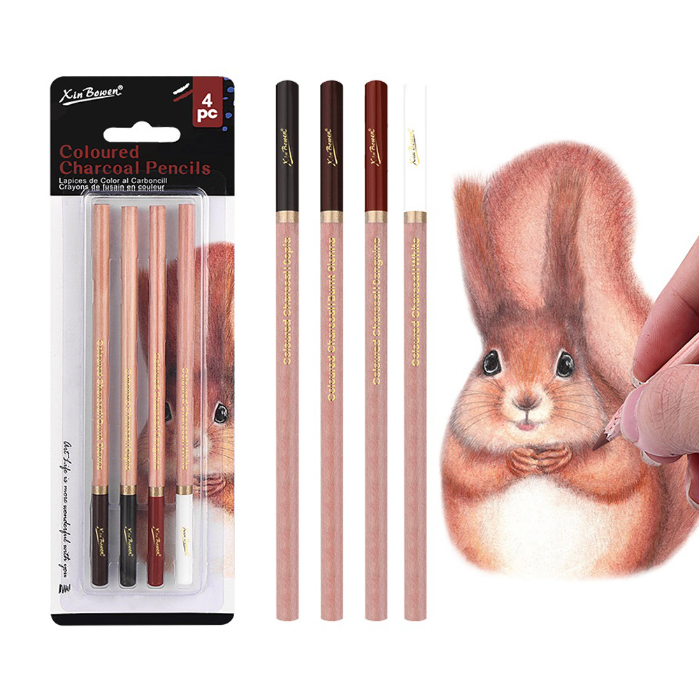 4Pcs Professional Sketch Charc - Highlighter Set Pastel บทวิจารณ์และราคา