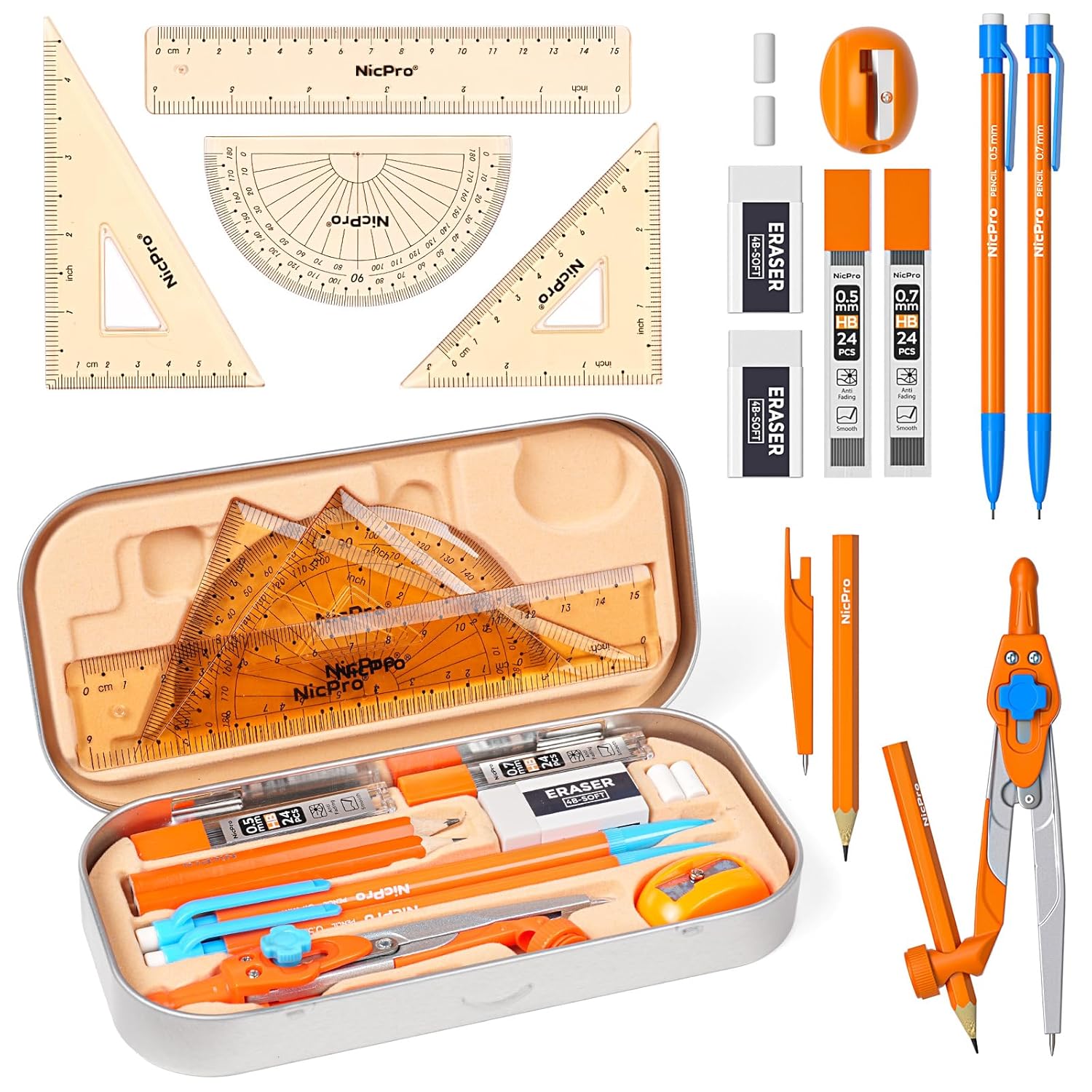 17 PCS Geometry Set for Studen - Compass Geometry Set บทวิจารณ์และราคา