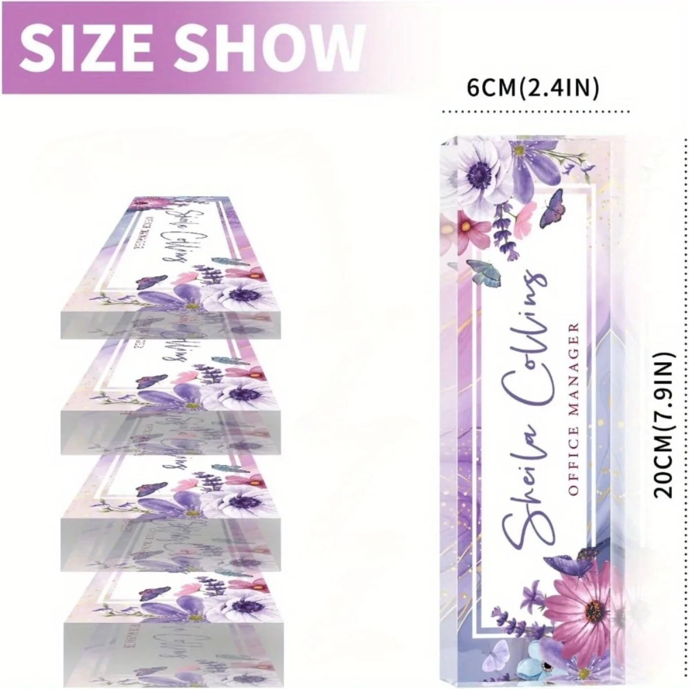 [2D Flat] Purple Flower Custom - Desk Name Plate บทวิจารณ์และราคา
