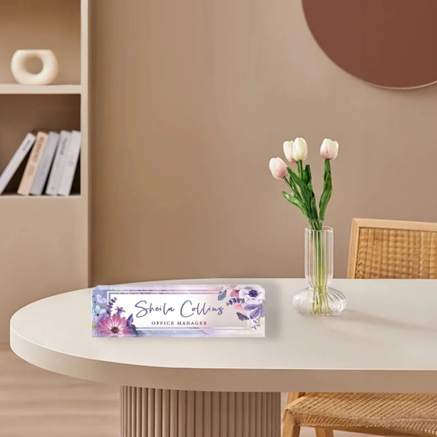 [2D Flat] Purple Flower Custom - Desk Name Plate บทวิจารณ์และราคา