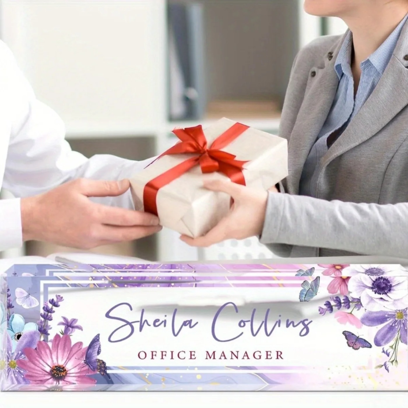 [2D Flat] Purple Flower Custom - Desk Name Plate บทวิจารณ์และราคา