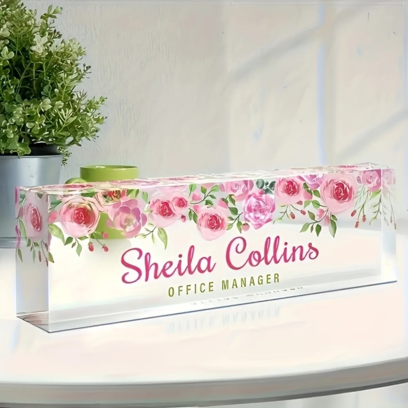 [2D Flat] Minimalist Floral Ac - Desk Name Plate บทวิจารณ์และราคา
