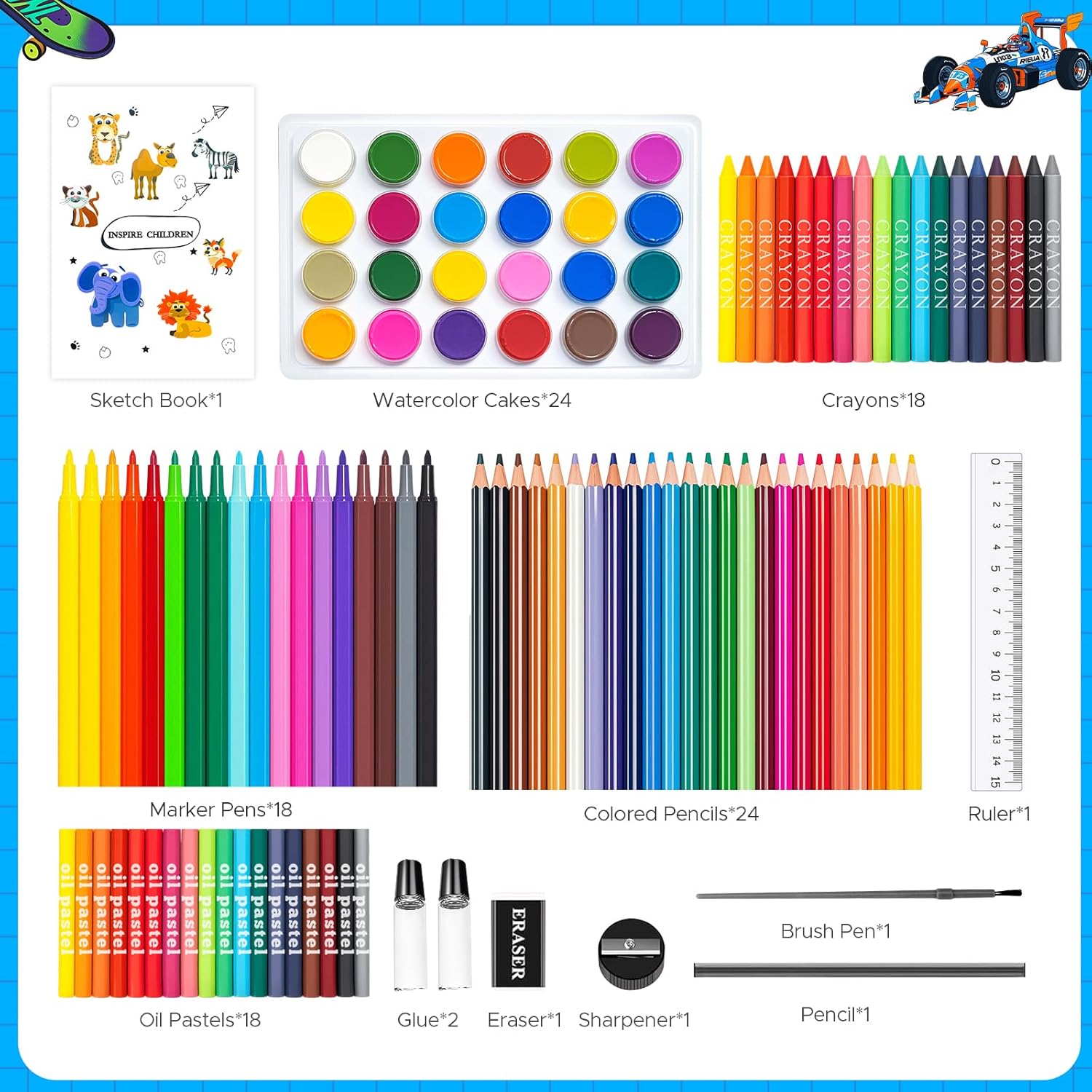 110PCS Arts & Crafts Supplies  - Highlighter Set Pastel บทวิจารณ์และราคา