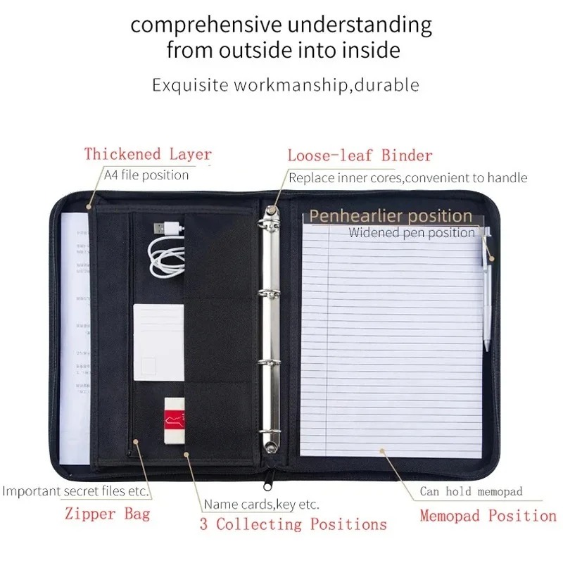 Large Black Business Portfolio - Portfolio Folder Zip บทวิจารณ์และราคา