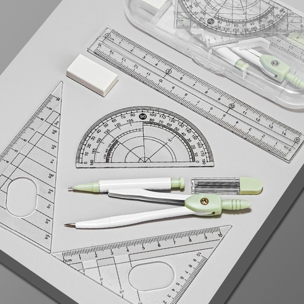 8PCS/Set Plastic Ruler Compass - Ruler Set Transparent บทวิจารณ์และราคา