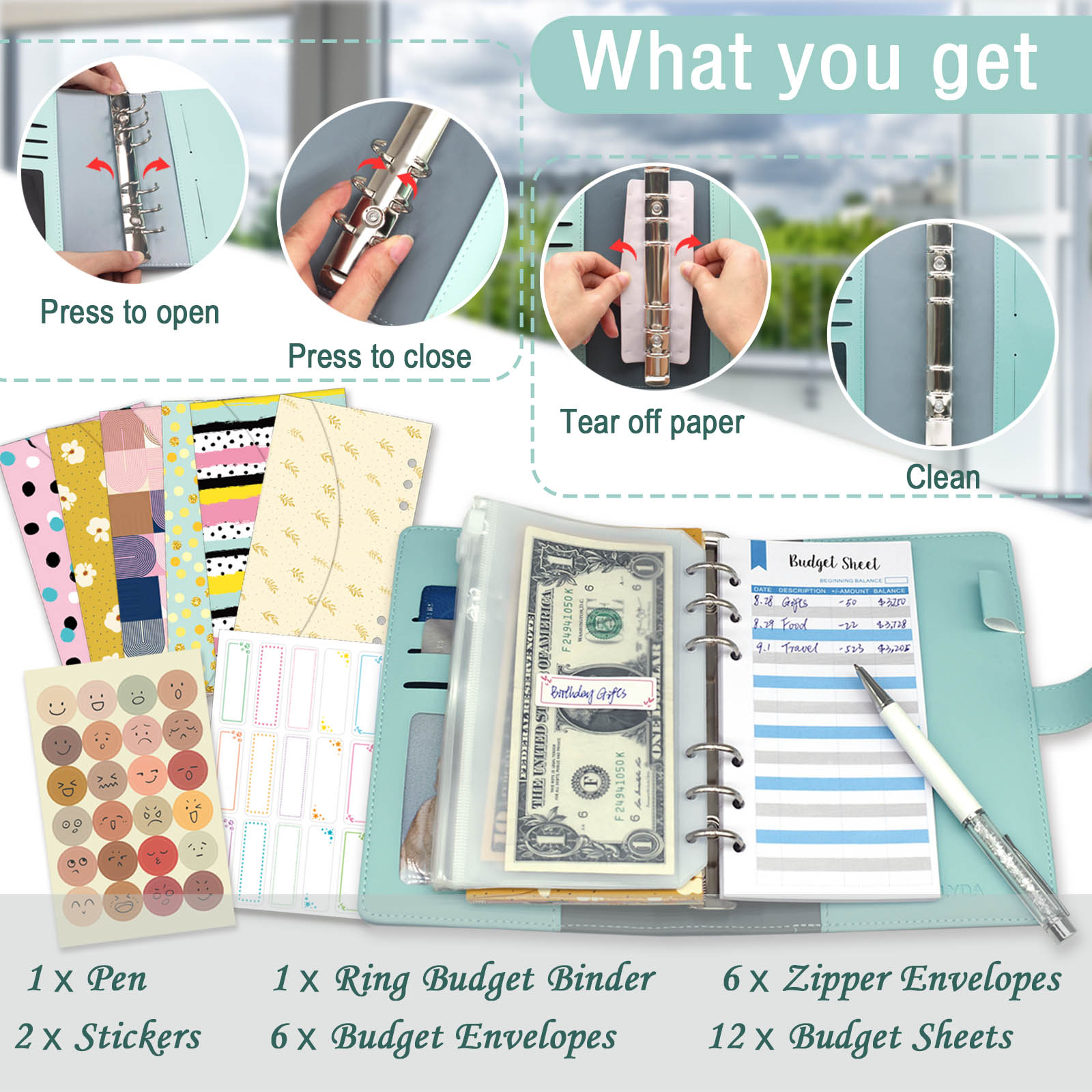 Budget Binder with Zipper Enve - Index Tab Divider บทวิจารณ์และราคา