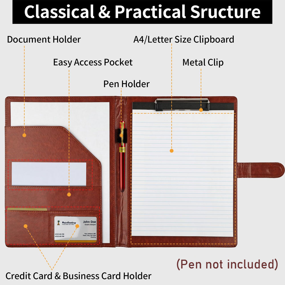 Multifunctional leather folder - Portfolio Folder Zip บทวิจารณ์และราคา