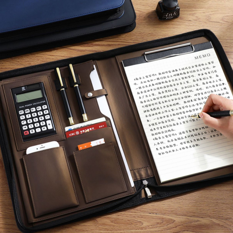 Multifunctional A4/A5 PU Leath - Portfolio Folder Zip บทวิจารณ์และราคา