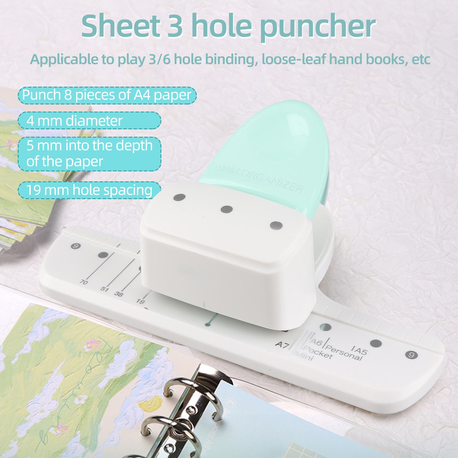 New 4mm Hole Puncher Daily Pla - Paper Punch 3 Hole บทวิจารณ์และราคา