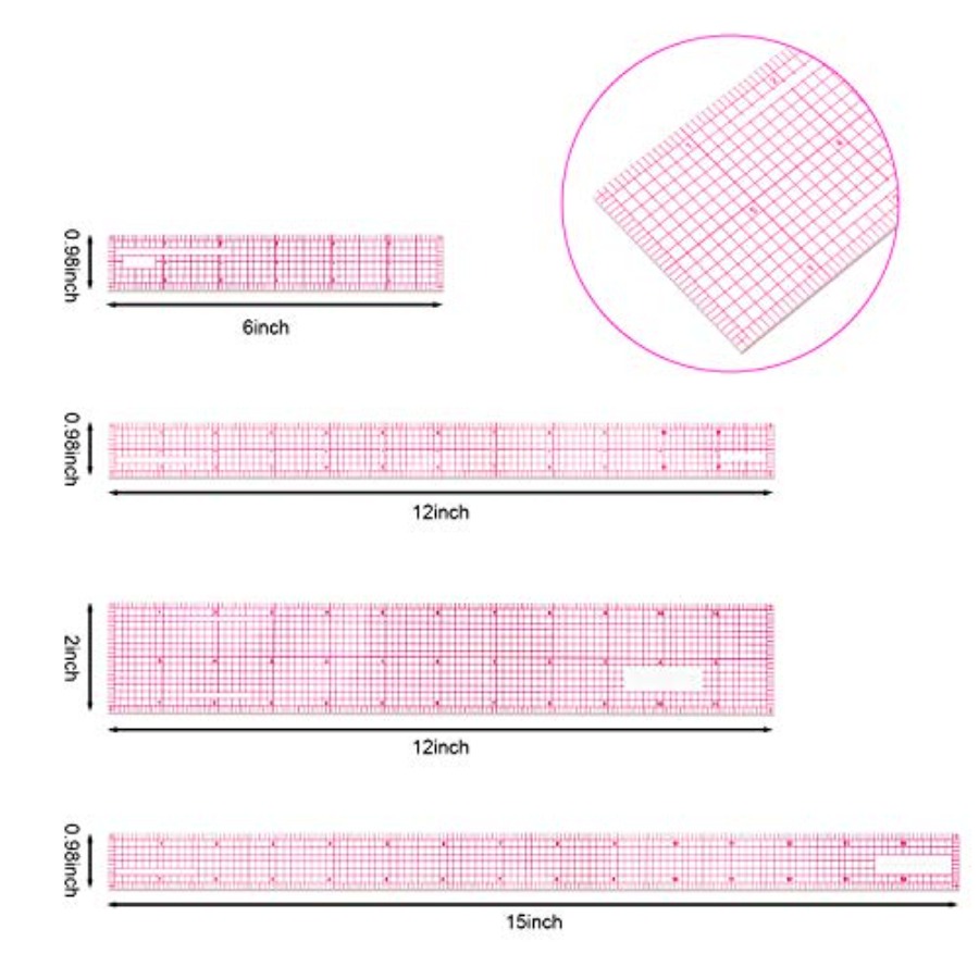 6 Pieces Clear Rulers Sewing T - Ruler Set Transparent บทวิจารณ์และราคา