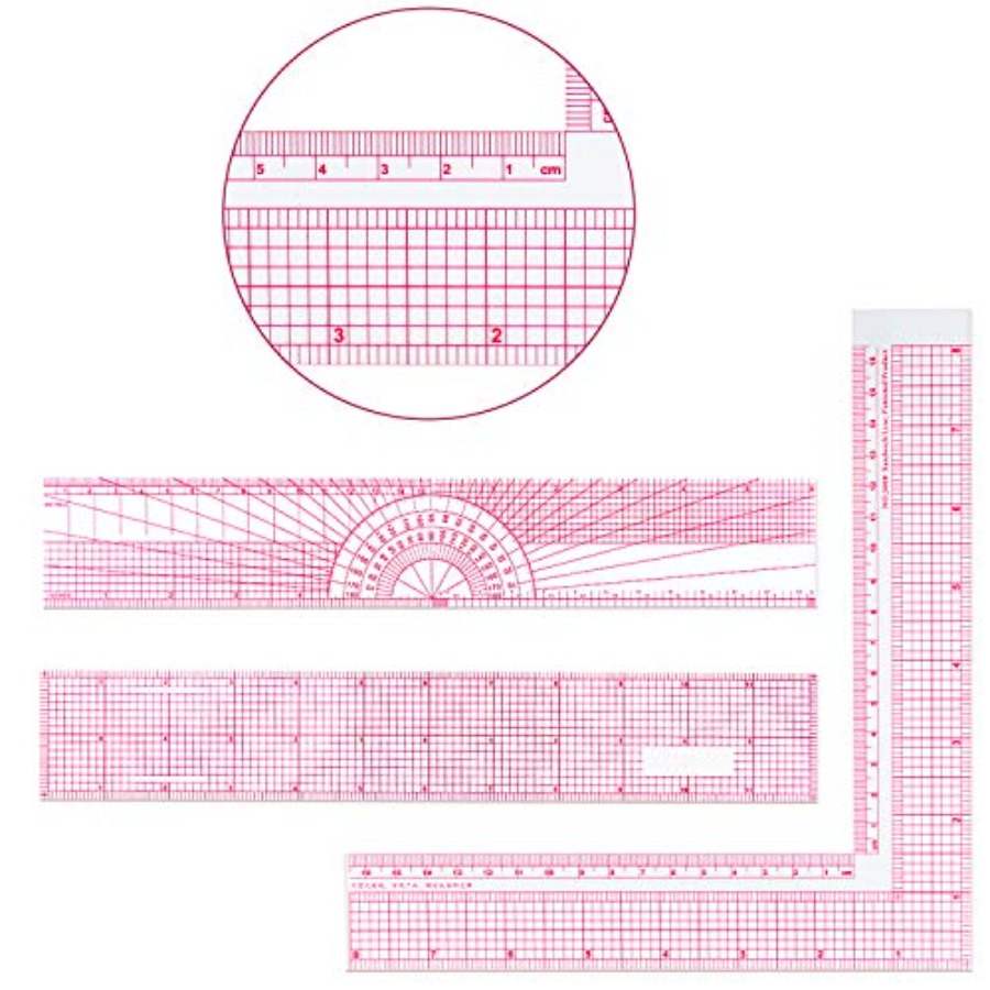 6 Pieces Clear Rulers Sewing T - Ruler Set Transparent บทวิจารณ์และราคา