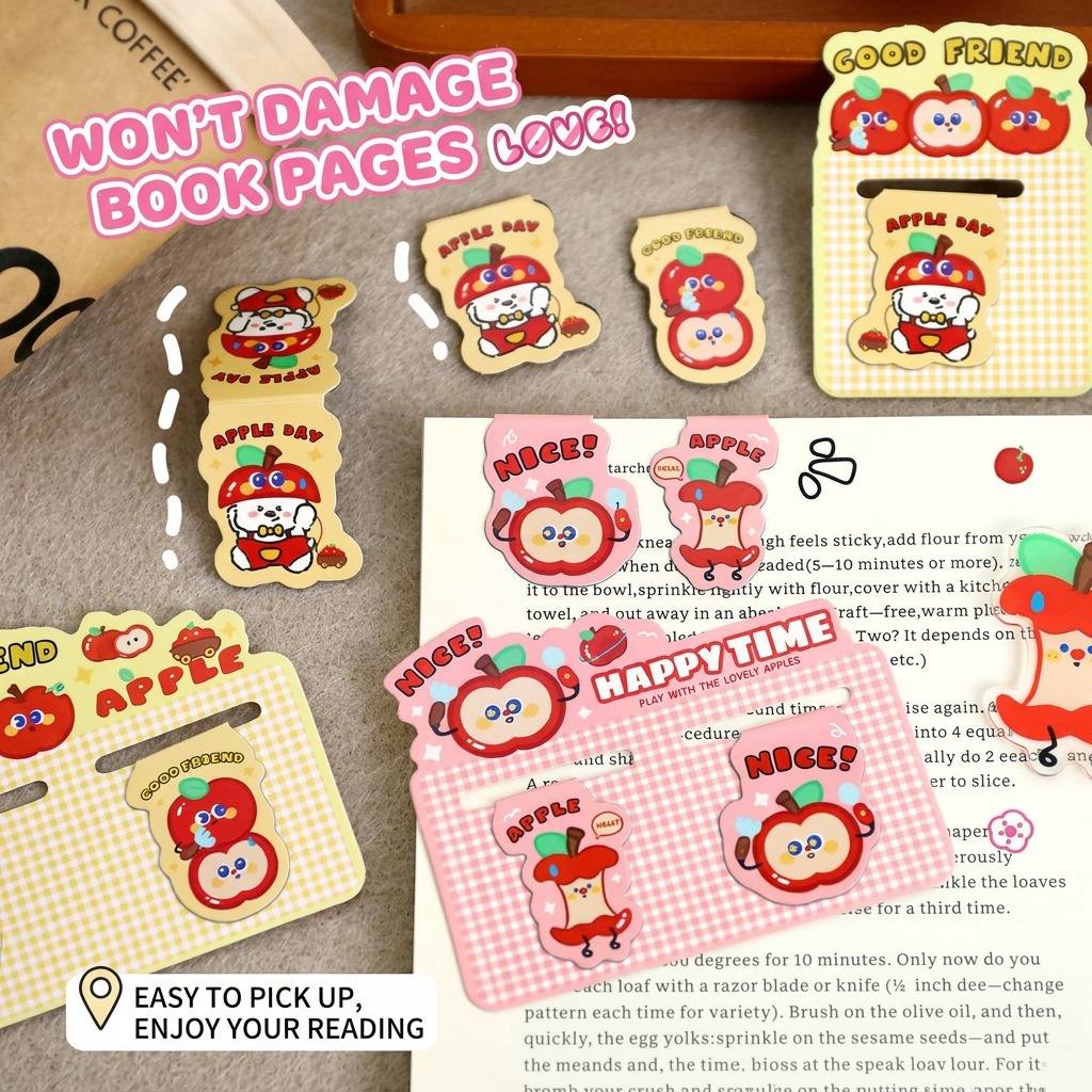 2Pcs Cute Apple Magnetic Bookm - Bookmark Magnetic Clip บทวิจารณ์และราคา