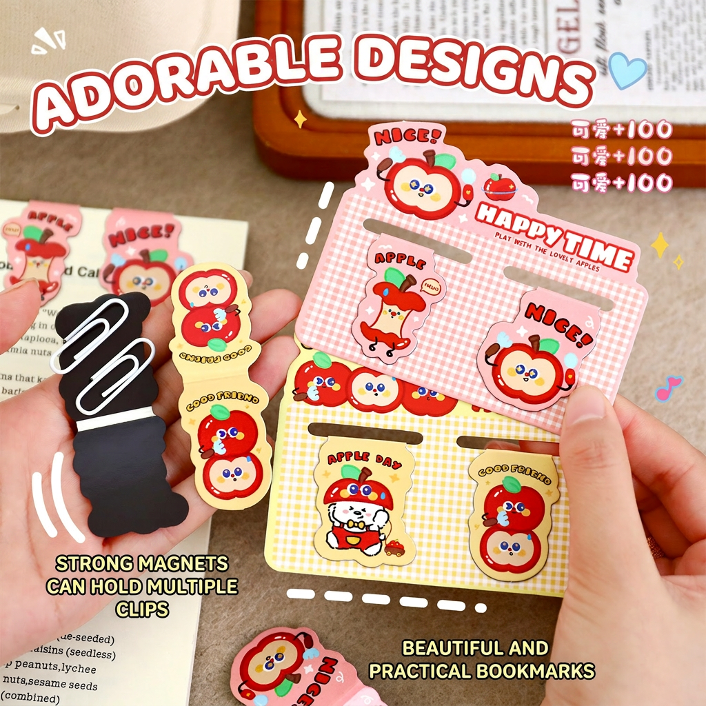 2Pcs Cute Apple Magnetic Bookm - Bookmark Magnetic Clip บทวิจารณ์และราคา
