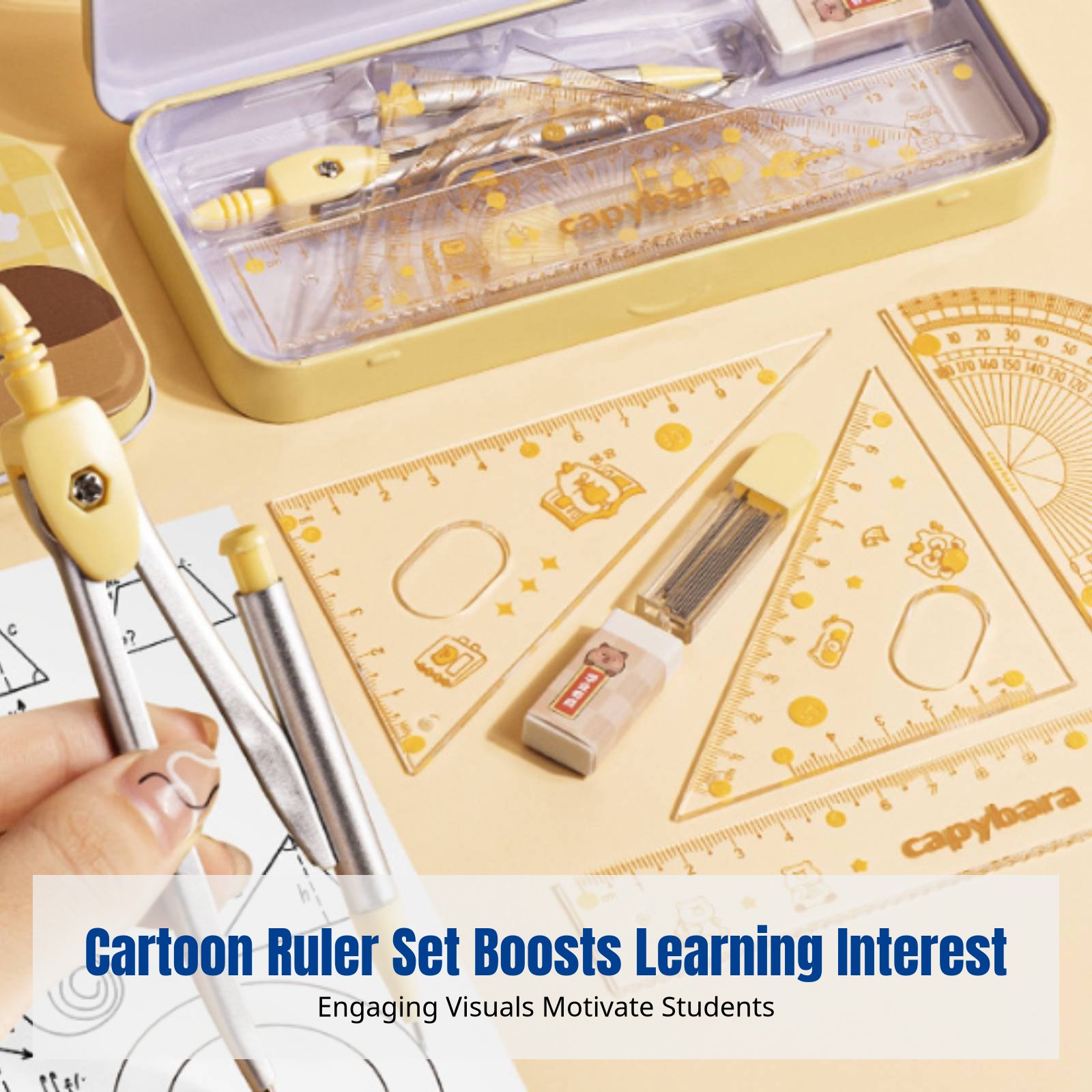 Ruler Set for Students, Cartoo - Ruler Set Transparent บทวิจารณ์และราคา